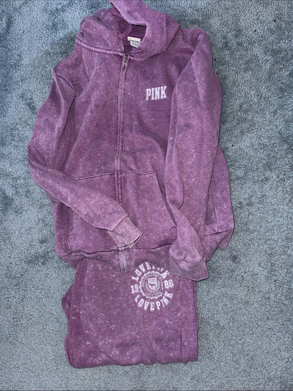 PINK Victoria's Secret Purple Zip-Up Hoodie & Jogger Set